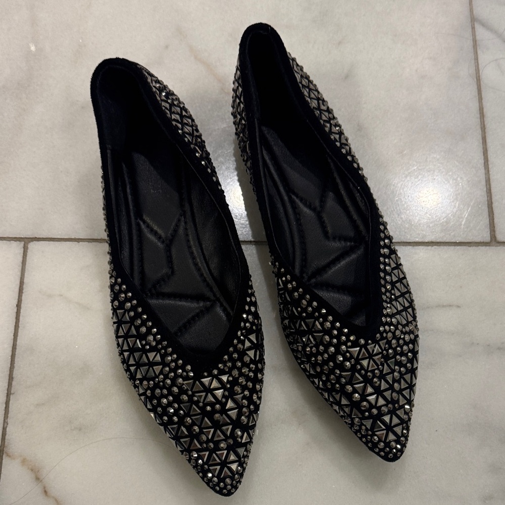 Black Studded Women's Flats
